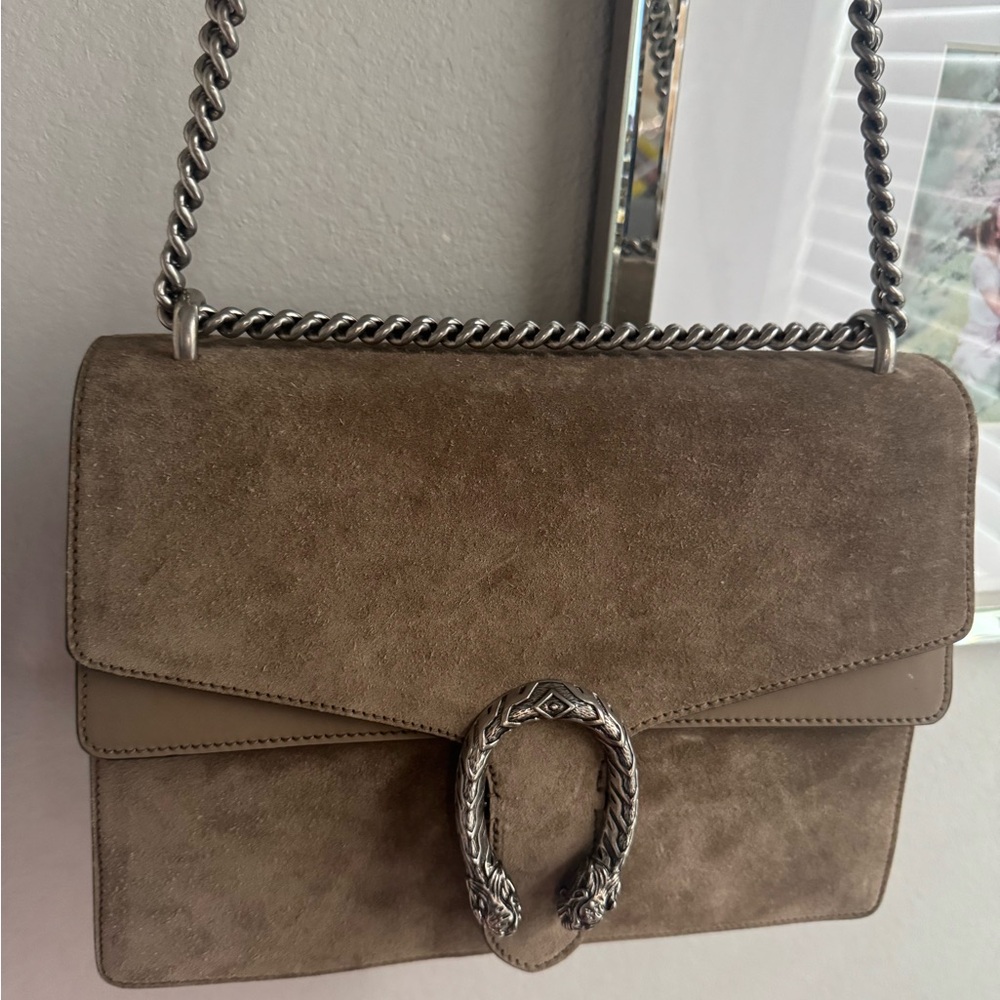 Gucci Dionysus Shoulder Bag Medium Brown Suede